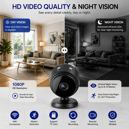 A9 Mini Wireless Security Camera, WiFi Indoor Home Security Camera, Mini Spy Camera, Motion Detection Camera, Night Vision Camera
