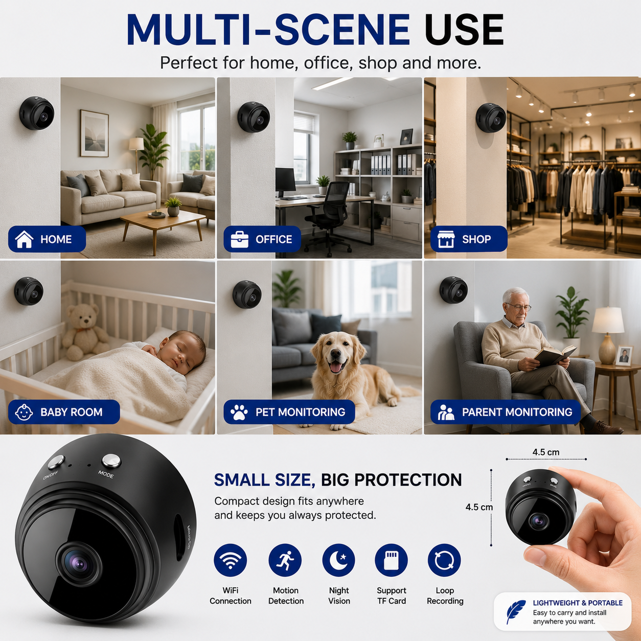 A9 Mini Wireless Security Camera, WiFi Indoor Home Security Camera, Mini Spy Camera, Motion Detection Camera, Night Vision Camera