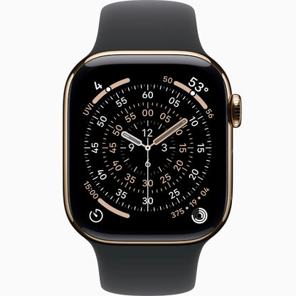 Apple Watch Series 9, GPS + Callular With Stainless Steel / ساعة أبل سيريز 9، مزودة بنظام تحديد المواقع العالمي (GPS) ووظيفة الاتصال، مصنوعة من الفولاذ المقاوم للصدأ.